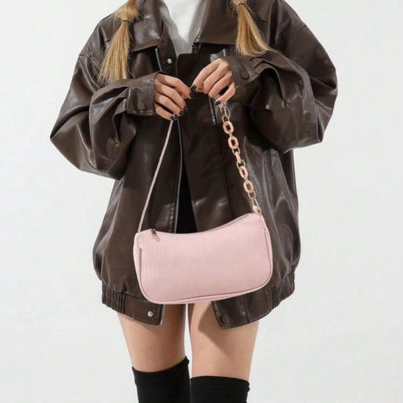 SHEIN Handbags - FINAL PRICE CUT! NWT BALLET PINK BAGUETTE CHAIN ZIP TOP SMALL HOBO SHOULDER BAG